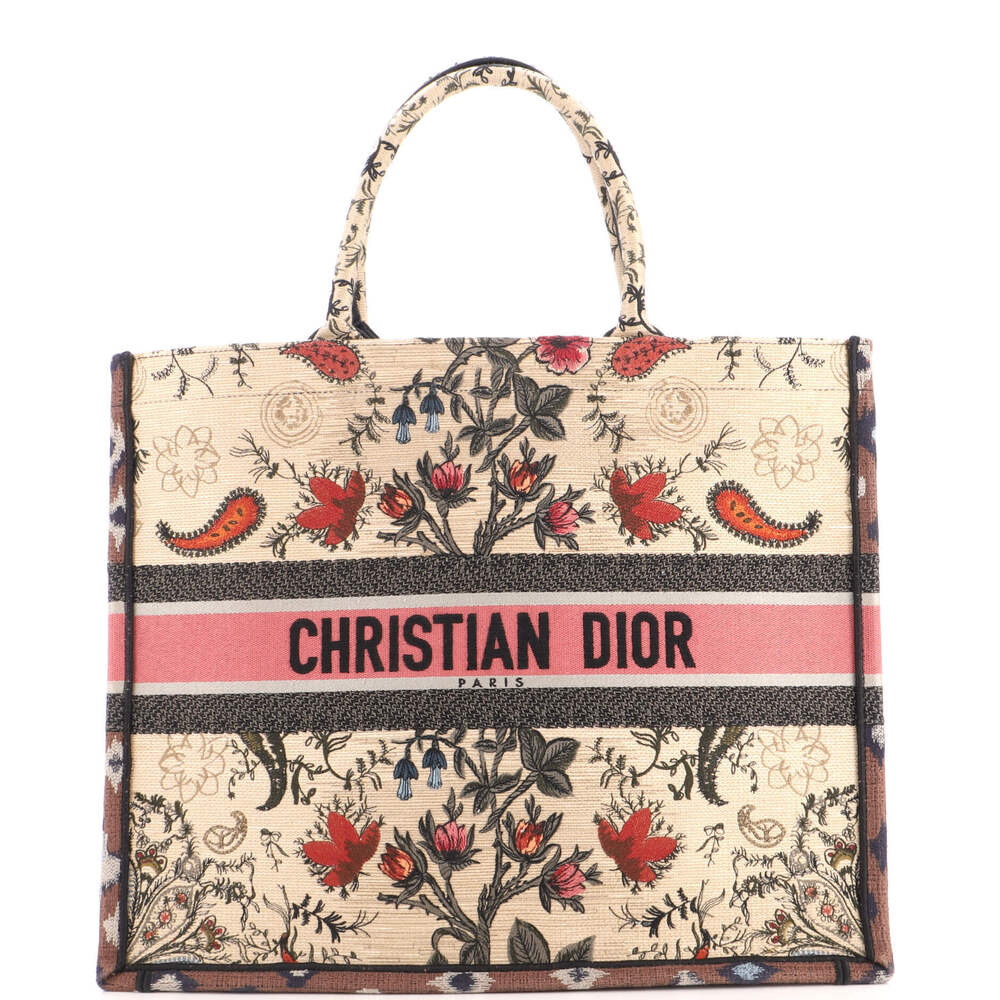 Christian Dior Large Book Tote Embroidered Canvas